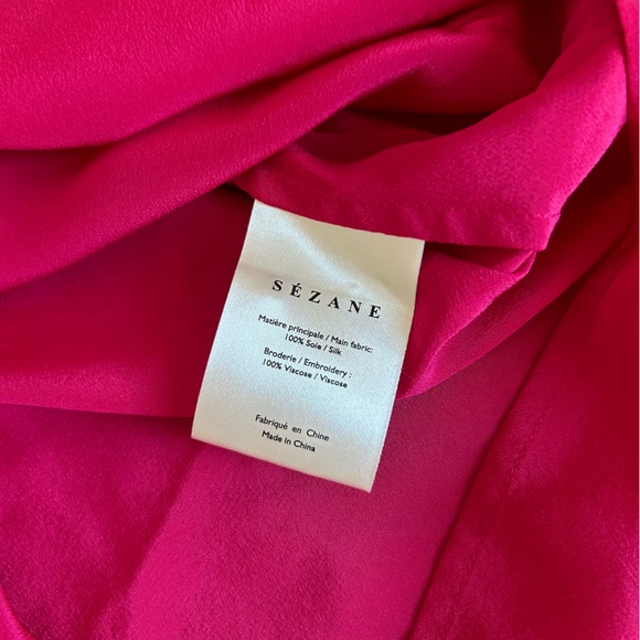 Sezane French Athena Silk Top Cami - Fuchsia Pink - Picture 7 of 8